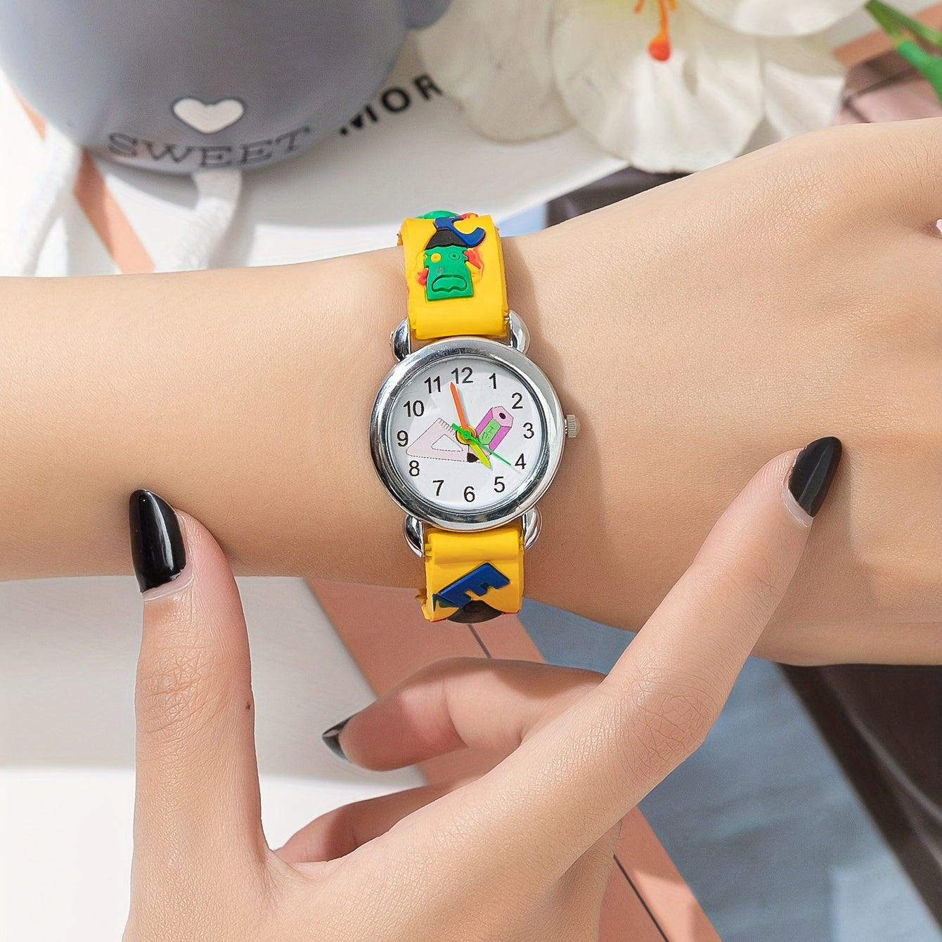 Kids Crayon Print Quartz Watch for Daily Life
