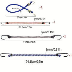 6pcs Bungee Straps with Metal Hooks 4mm 10 8mm 12 24 36 Elastic Cord