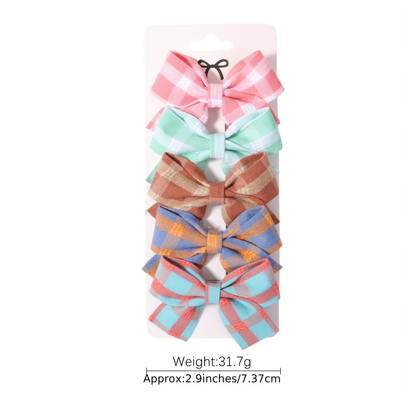 5-Piece Plaid Floral Polka Dot Hair Clips for Baby Girls