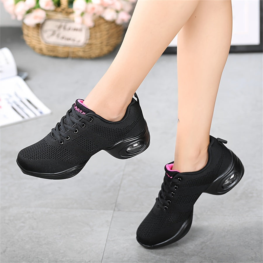 Women's Mesh Dance Shoes Breathable Fitness Casual Lace-up Shoes