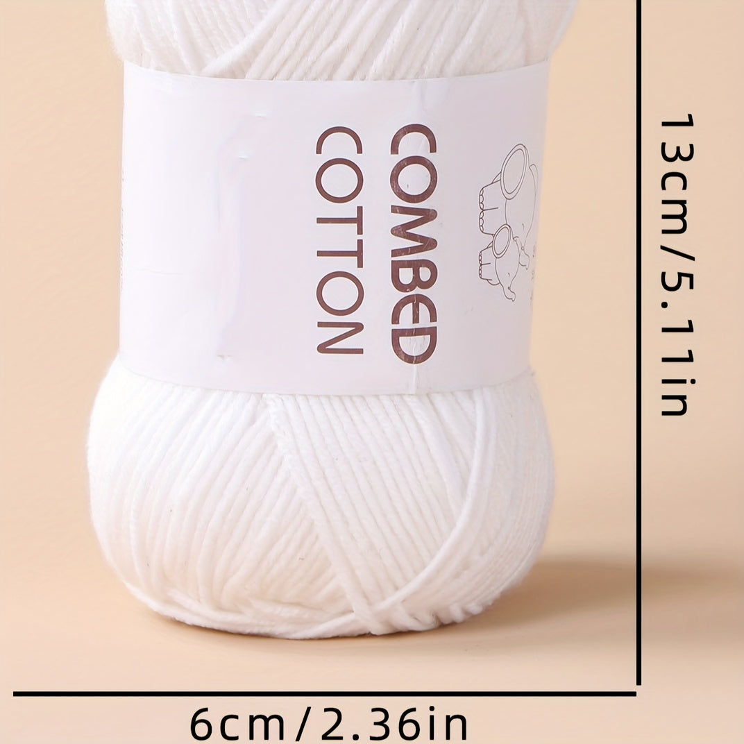 Soft Combed Cotton Wool Yarn for Crocheting & Knitting 40g