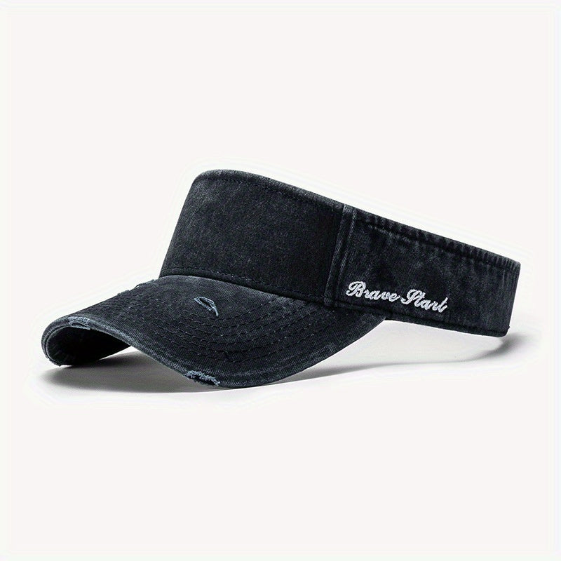Embroidered Sunscreen Hat, Empty Top, Unisex