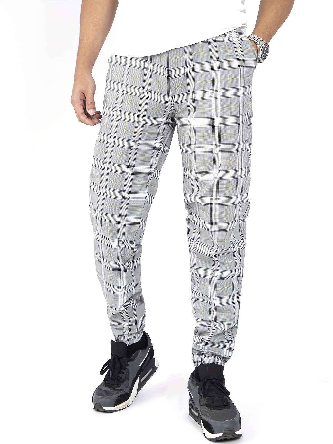 Vintage Plaid Casual Pants Men's Slacks Business Banquet