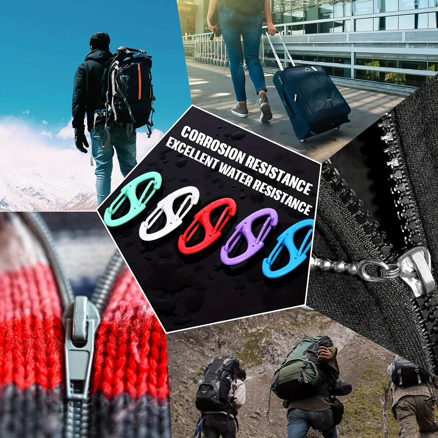 10pcs Mini Spring Keychain Buckles Camping Hiking Tools