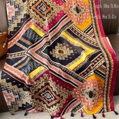 Floral Printed Boho Scarf Lightweight Fringed Shawl for Women
