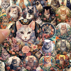 50pcs Cartoon Cat Series Waterproof Stickers for DIY Creative Projects