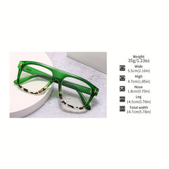 Men's Retro Square Frame T letter Decoration Flat Glasses Anti Light PC Eyewear