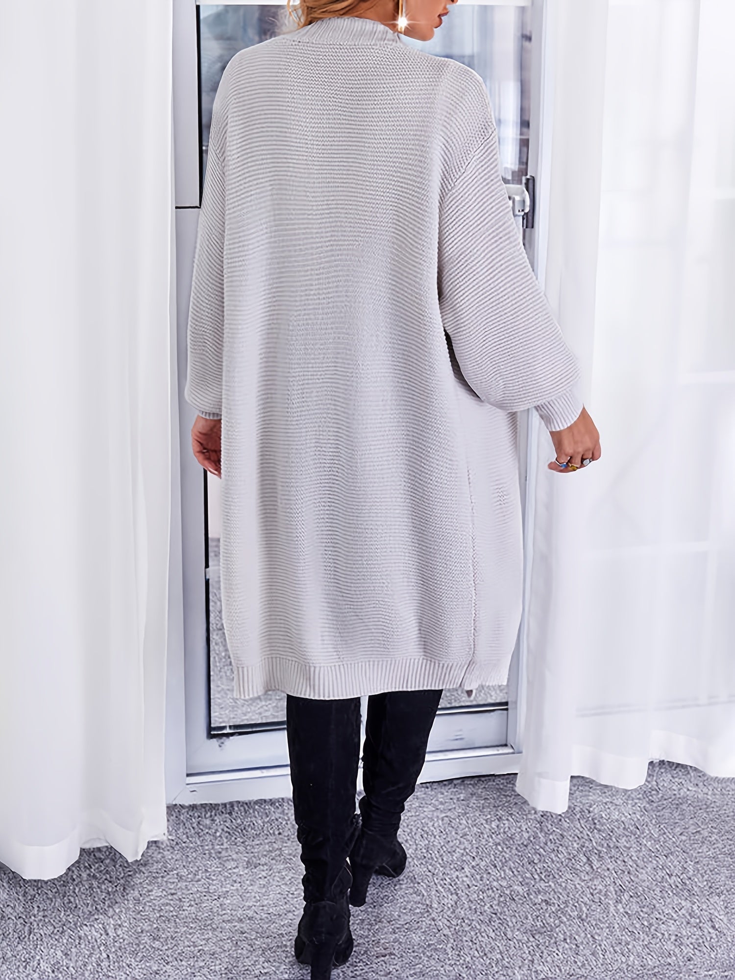 Ribbed Knit Long Sleeve Cardigan