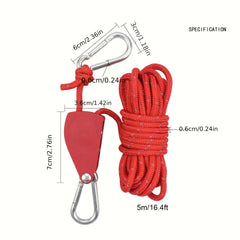 Windproof Rope with Adjuster for Canopy, Reflective Pull Rope Lanyard