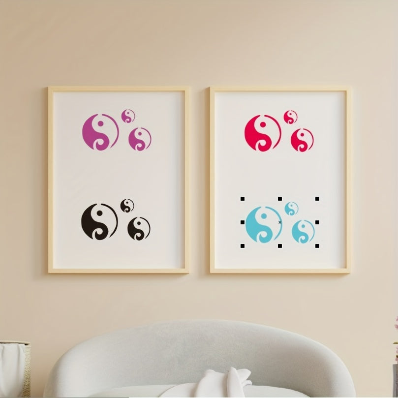 Yin Yang Stencil 12.7x20.32 cm for Painting Wall Wood Fabric Furniture