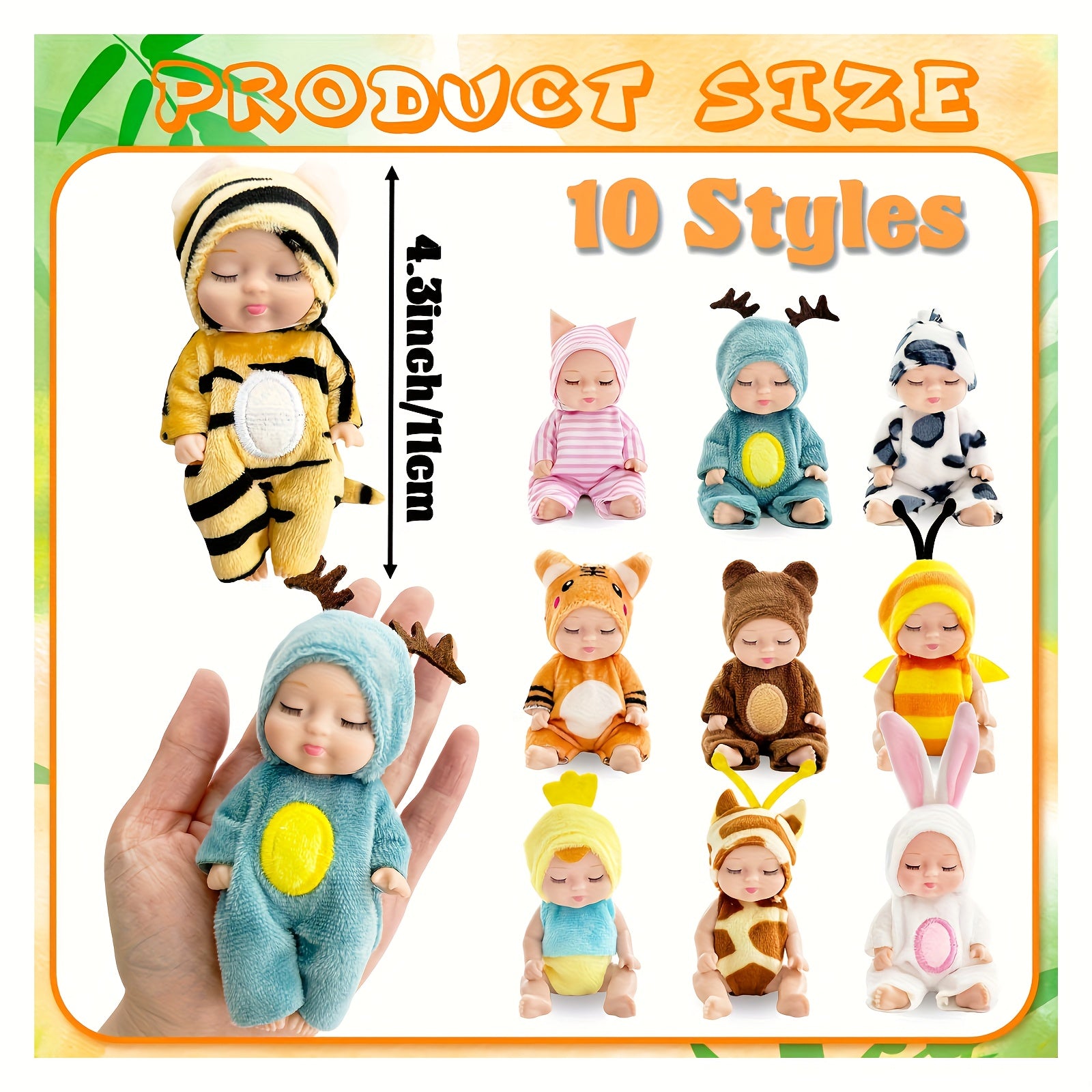 Animal Costume Mini Dolls Set - Washable Clothes, Movable Joints