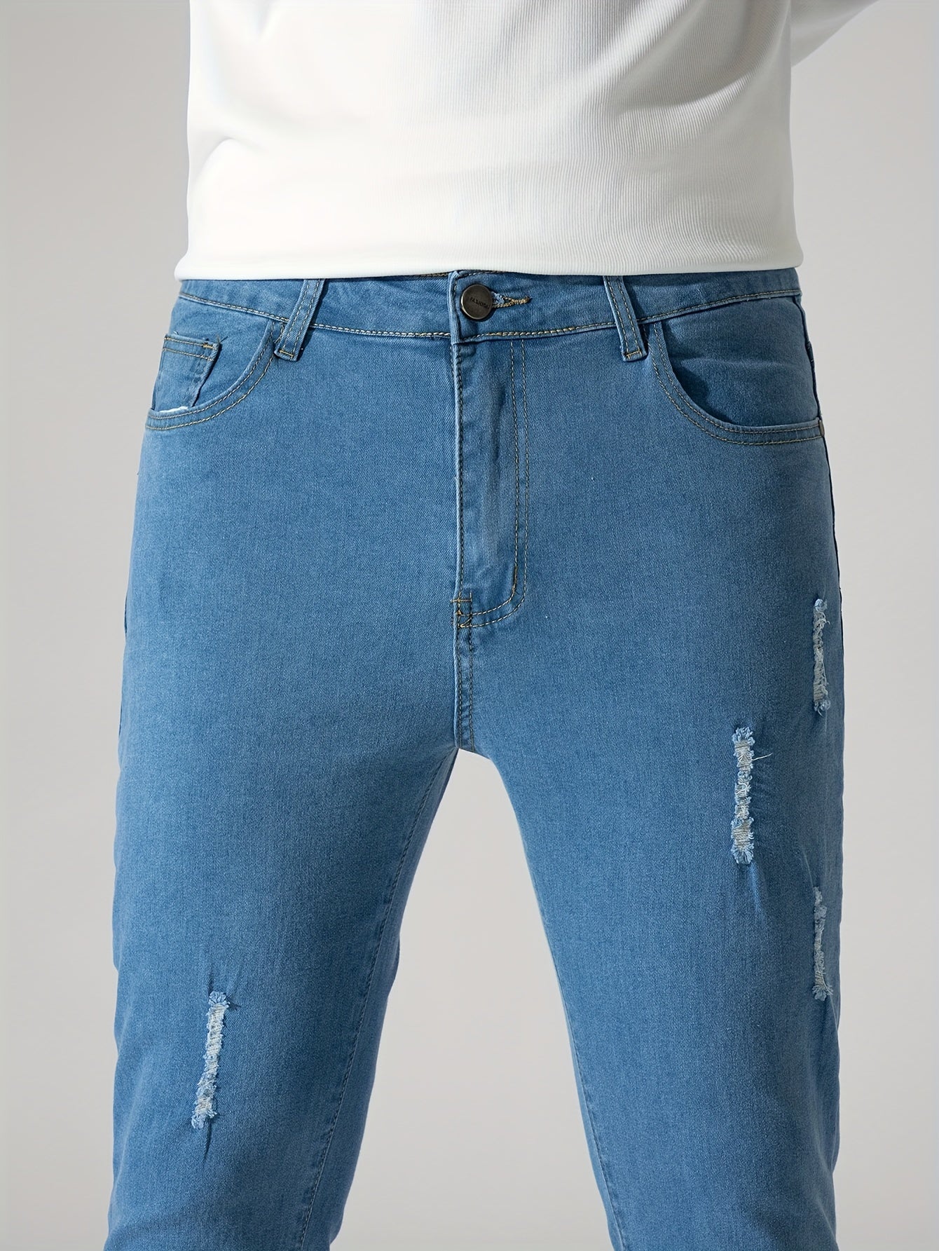 Men's Distressed Slim Fit Ripped Jeans