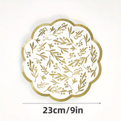 8pcs Disposable Dinnerware Set Paper Dinner Plates 17 22 Paper Cups With Leaf