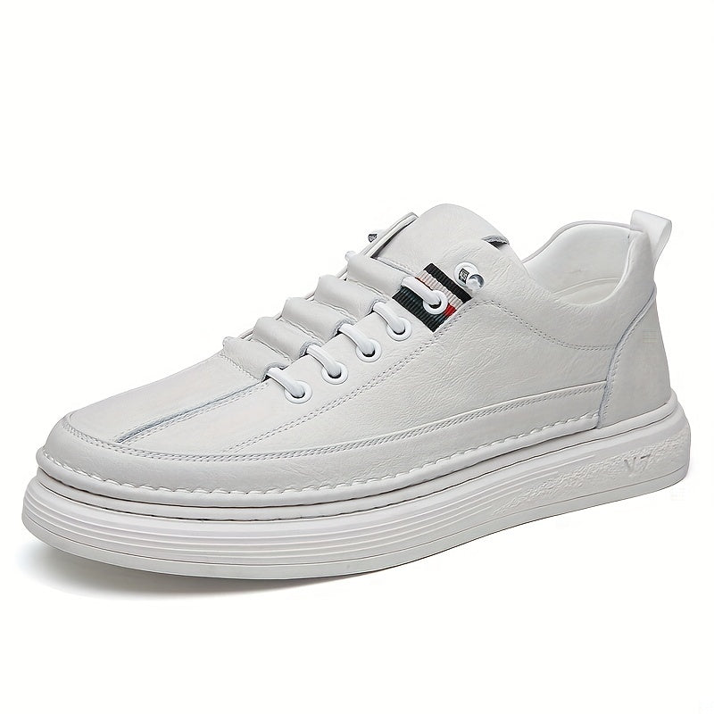 Men's Faux Leather Lace Up Skate Shoes Lightweight Comfy Non slip Sneakers