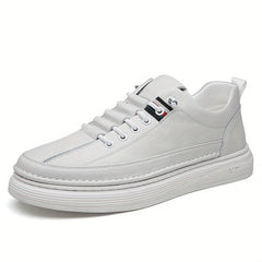 Men's Faux Leather Lace Up Skate Shoes Lightweight Comfy Non slip Sneakers