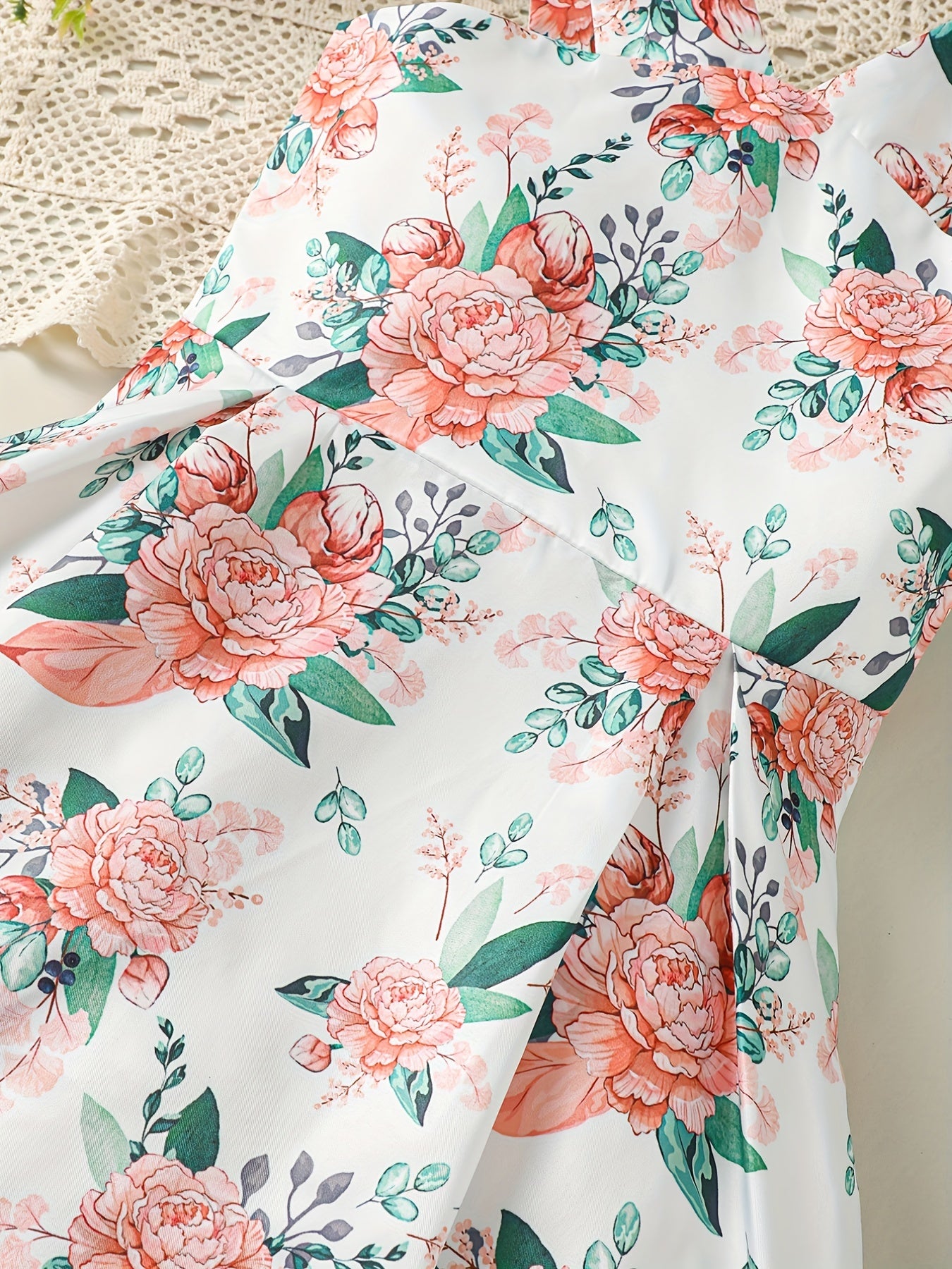 Toddler Girls Flowers Graphic Princess Cami Dress For Party