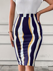 Geometric Pattern High Waist Bodycon Skirt