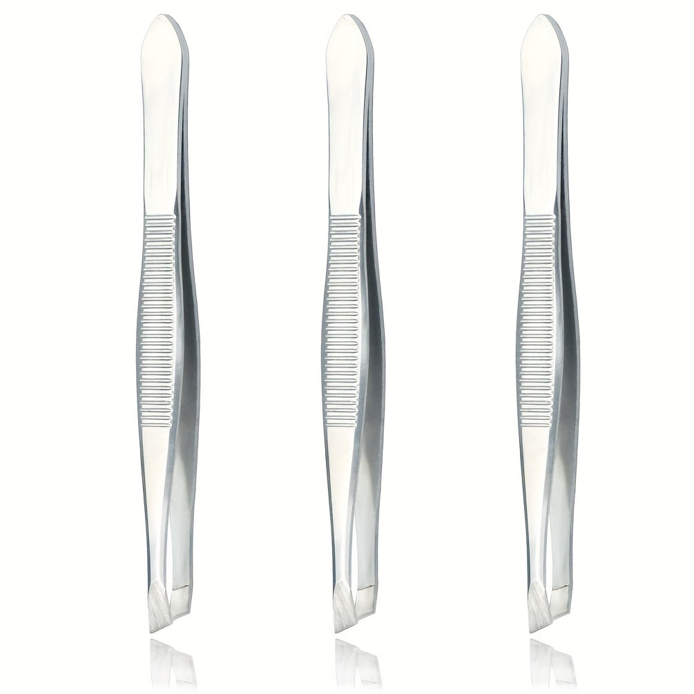 6pcs Stainless Steel Flat Tip Tweezers For Women Eyebrow Tweezers