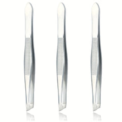 6pcs Stainless Steel Flat Tip Tweezers For Women Eyebrow Tweezers