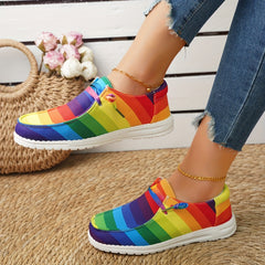 Women's Colorful Striped Canvas Shoes Lightweight Low Top Shoes