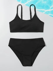2pcs Solid Bikini Swimsuit Set for Girls