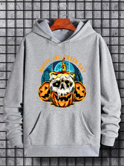 Men's Halloween Style Skull Candle Graphic Hoodie Drawstring Sweatshirt