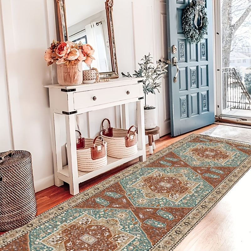 Vintage Leaf Print Kitchen Rug Soft and Absorbent