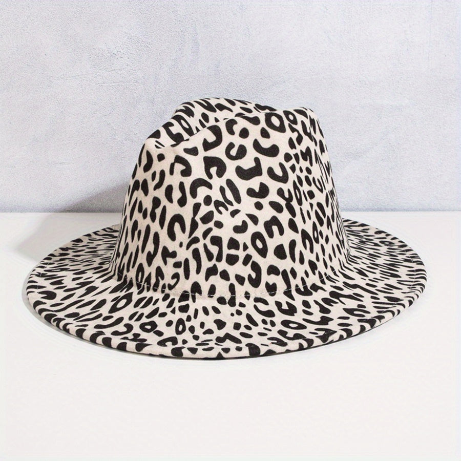Fashionable Charm Bell Shaped Big Brim Jazz Hat Male Leopard Ring Decoration