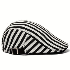 CNTANG Summer Thin Stripes Beret Men's Flat Cap Vintage Casual Boina