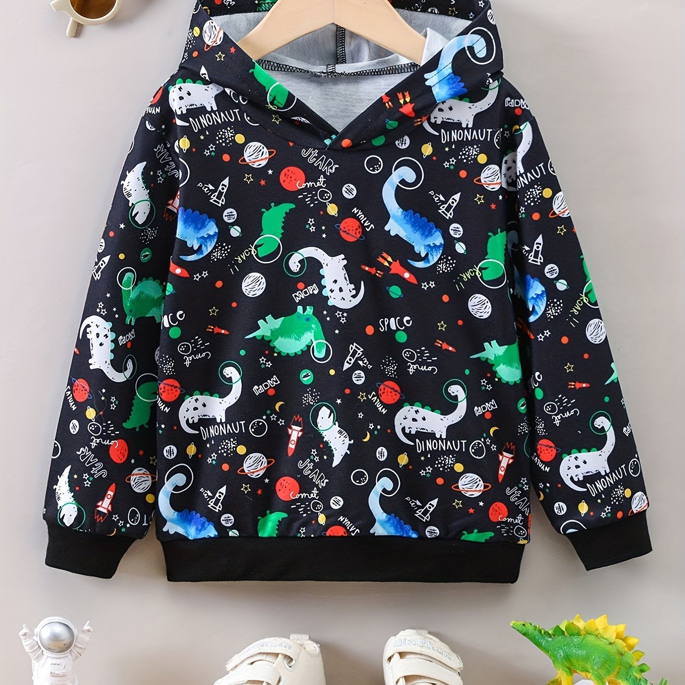 Space Dinosaur Boys Hooded Sweatshirt