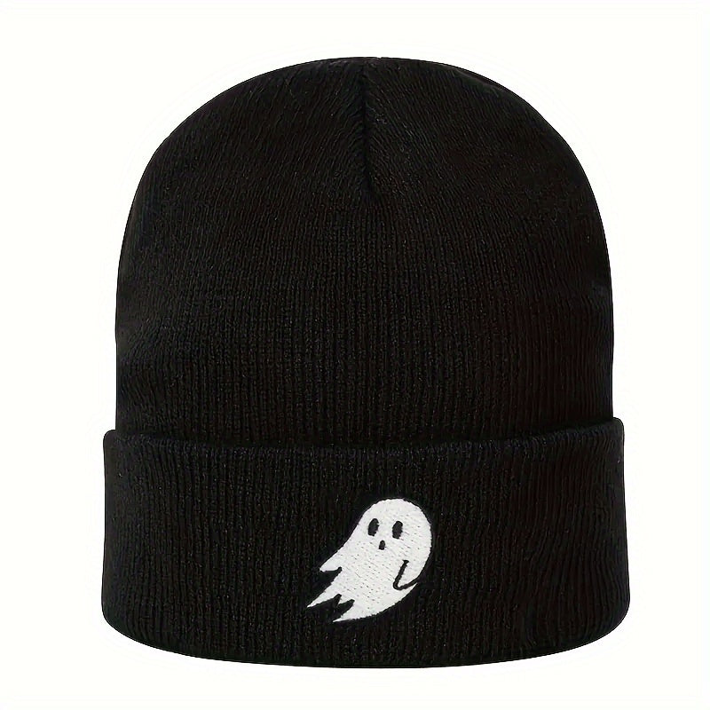 Halloween Ghost Embroidery Winter Knitted Hat Warm Beanies