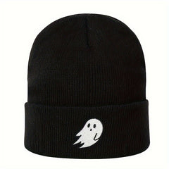 Halloween Ghost Embroidery Winter Knitted Hat Warm Beanies