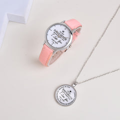 Casual Watch With To My Daughter To My Son Print & Pendant Gift