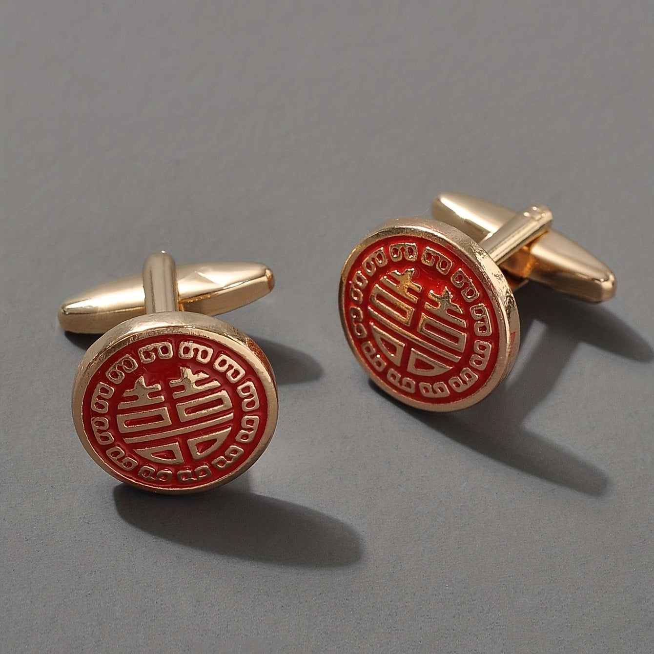 Double Happiness Wedding Cufflinks Set for Men