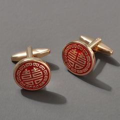 Double Happiness Wedding Cufflinks Set for Men