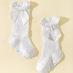 Baby Girls Bow Decor Anti Mosquito Knee High Stocking Socks
