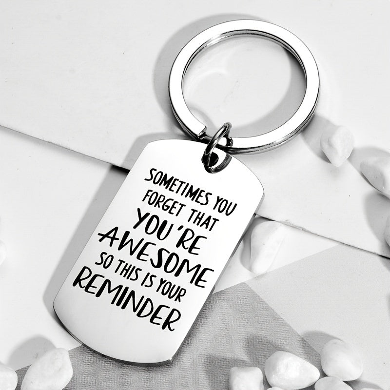 Boys Casual Stainless Steel YOU ARE AWESOME Keychain