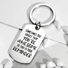 Boys Casual Stainless Steel YOU ARE AWESOME Keychain