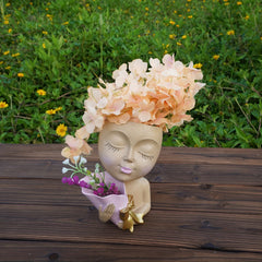 Resin Face Vase With Drain Nursery Room Decor