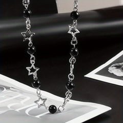 Punk Star & Beads Chain Necklace Y2K Style Jewelry Gift