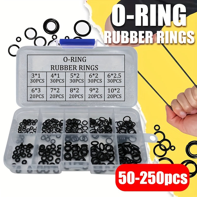 250pcs Rubber Sealing Gasket Kit Nitrile O Ring Washer Seal Assortment