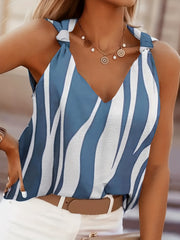 Stripe Print Knot Strap Tank Top