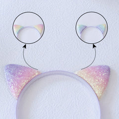 Sparkling Rainbow Cat Ears Headband Assorted Colour Fancy Dress