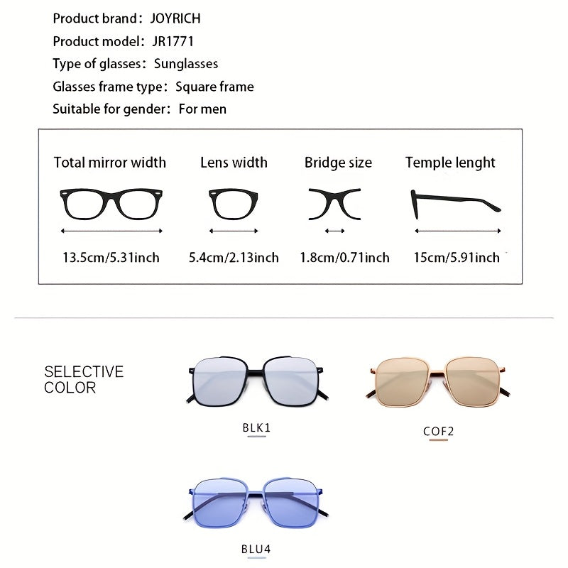 Men's Retro Square Sunglasses UV Protection For Outdoor Holiday