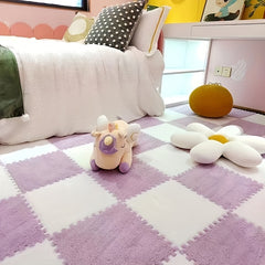 10pcs Anti Slip Plush Puzzle Foam Floor Seat Mat Interlocking Carpet Area Rug