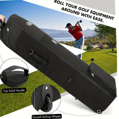 Golf Aviation Bag With Wheels Detachable Shoulder Straps & Foldable