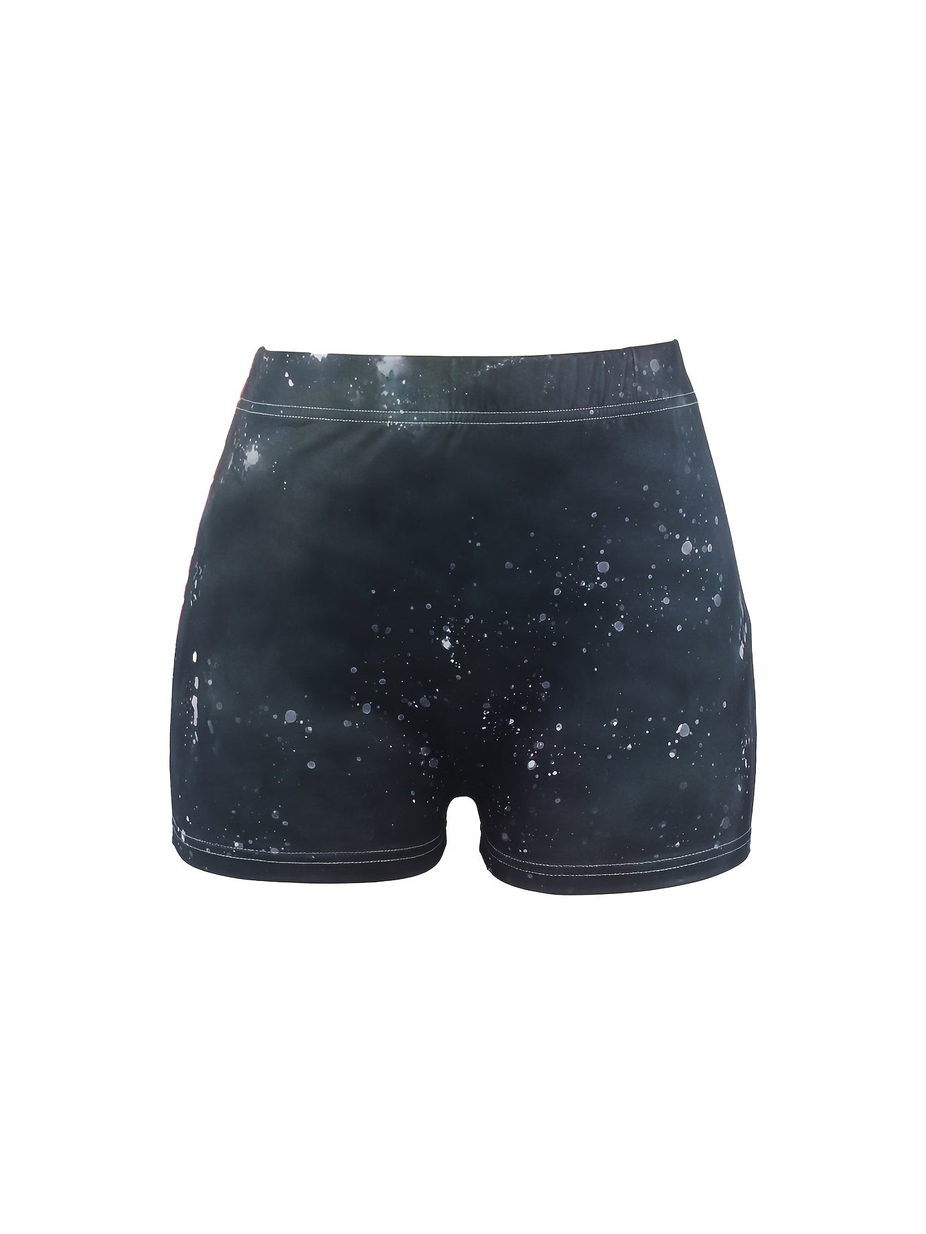 Graphic & Letter Print Skinny Shorts Sexy Elastic Waist Shorts