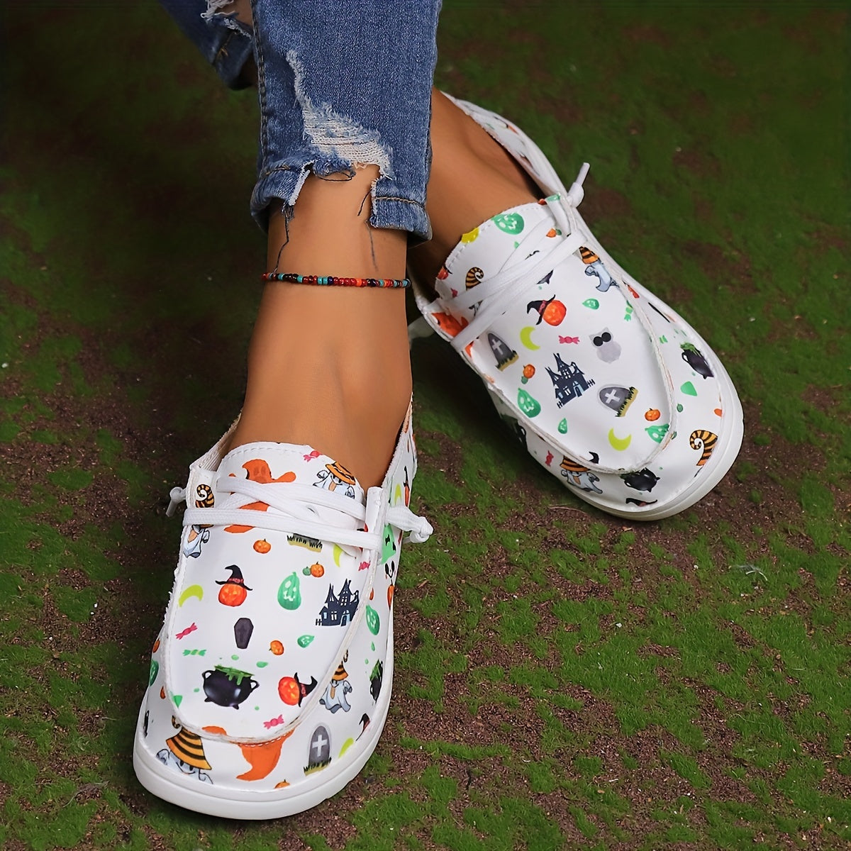 Ghost Pumpkin Pattern Skate Shoes Soft Comfortable Canvas Sneakers