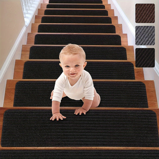 7pcs Carpet Stair Treads For Wooden Step Indoor Stair Rugs - Non Slip Step Mat