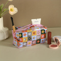 Floral Pattern Makeup Bag PVC Waterproof Zipper Cosmetic Bag